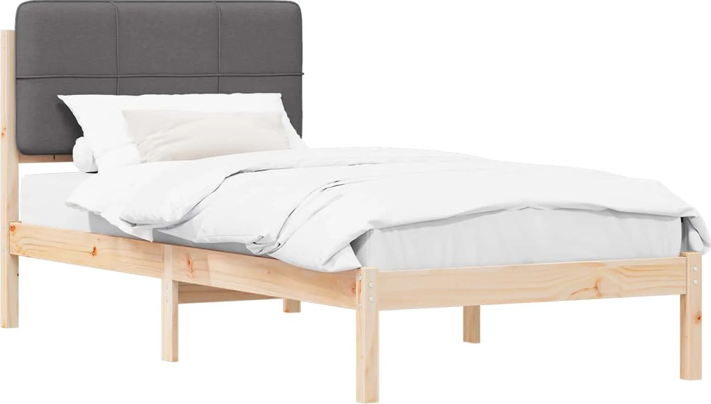vidaXL Cadru de pat cu tăblie tapițată Gri închis 90 x 190 cm
