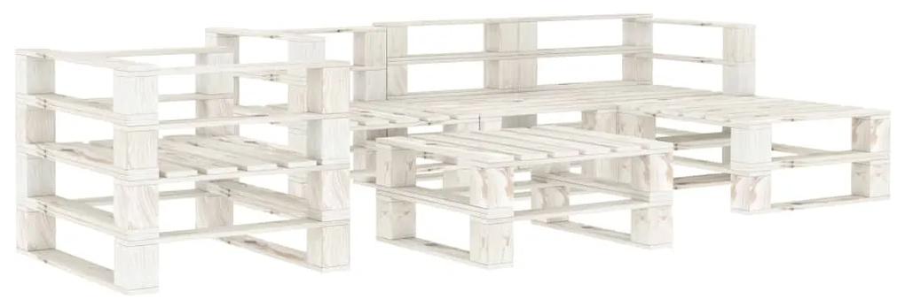 3052170 vidaXL Set mobilier de grădină din paleți, 6 piese, alb, lemn