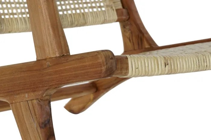 Fotoliu tip scaun maro , din lemn de tec si rattan ,