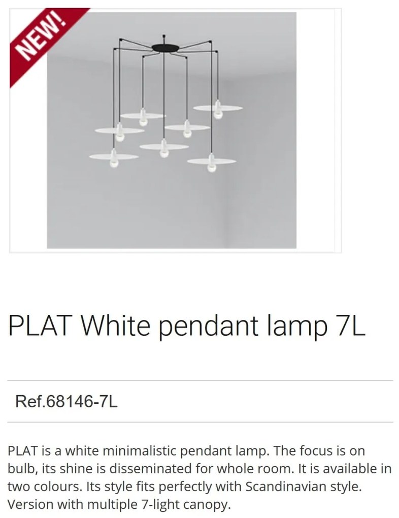Lustra cu 7 Pendule design modern PLAT alb