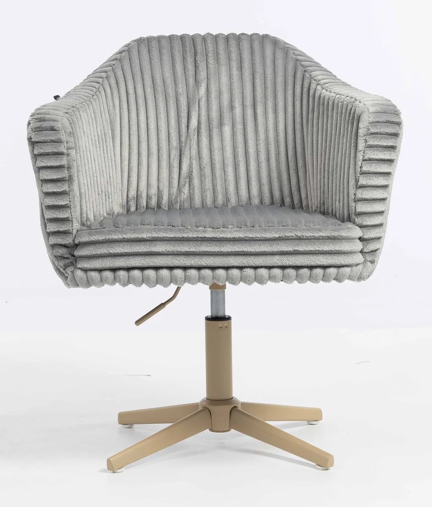 HR832CROSS Scaun Gri Teddy Cord cu Bază Crem