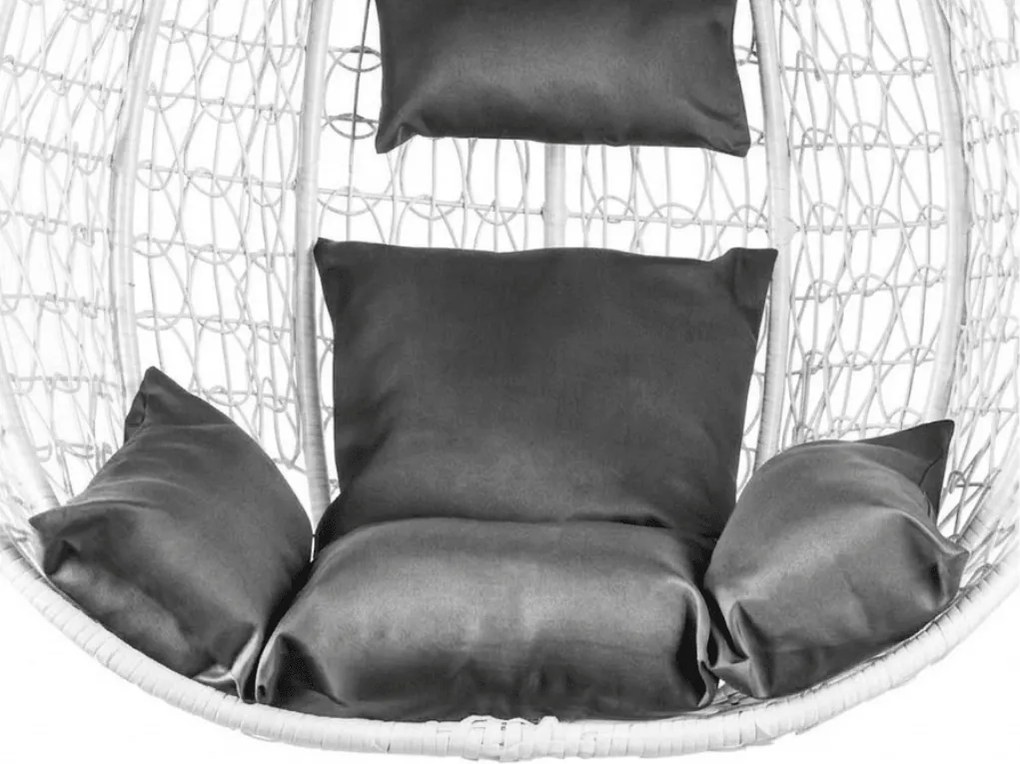 Scaun suspendat alb KOKON cu suport, perna gri