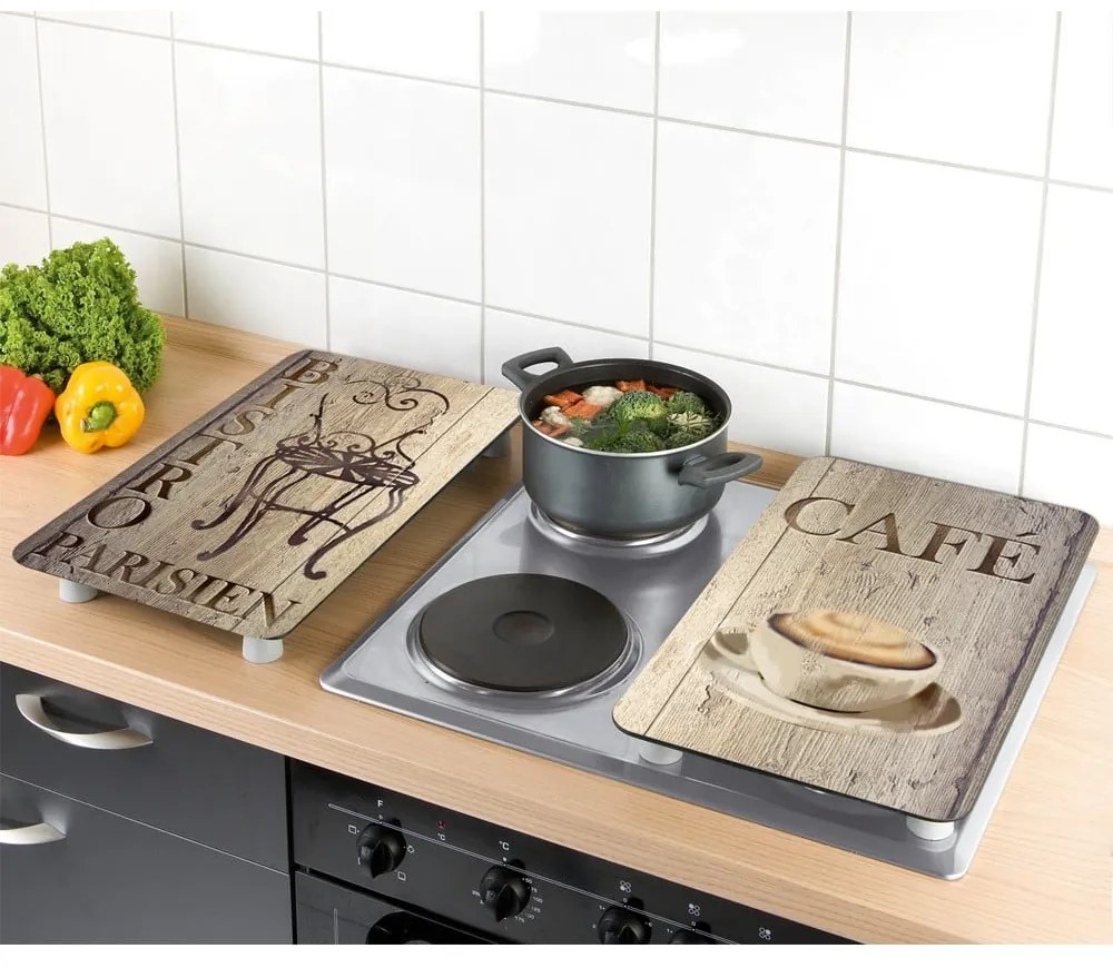 Set 2 protecții din sticlă pentru aragaz Wenko Bistrot, 52 x 30 cm