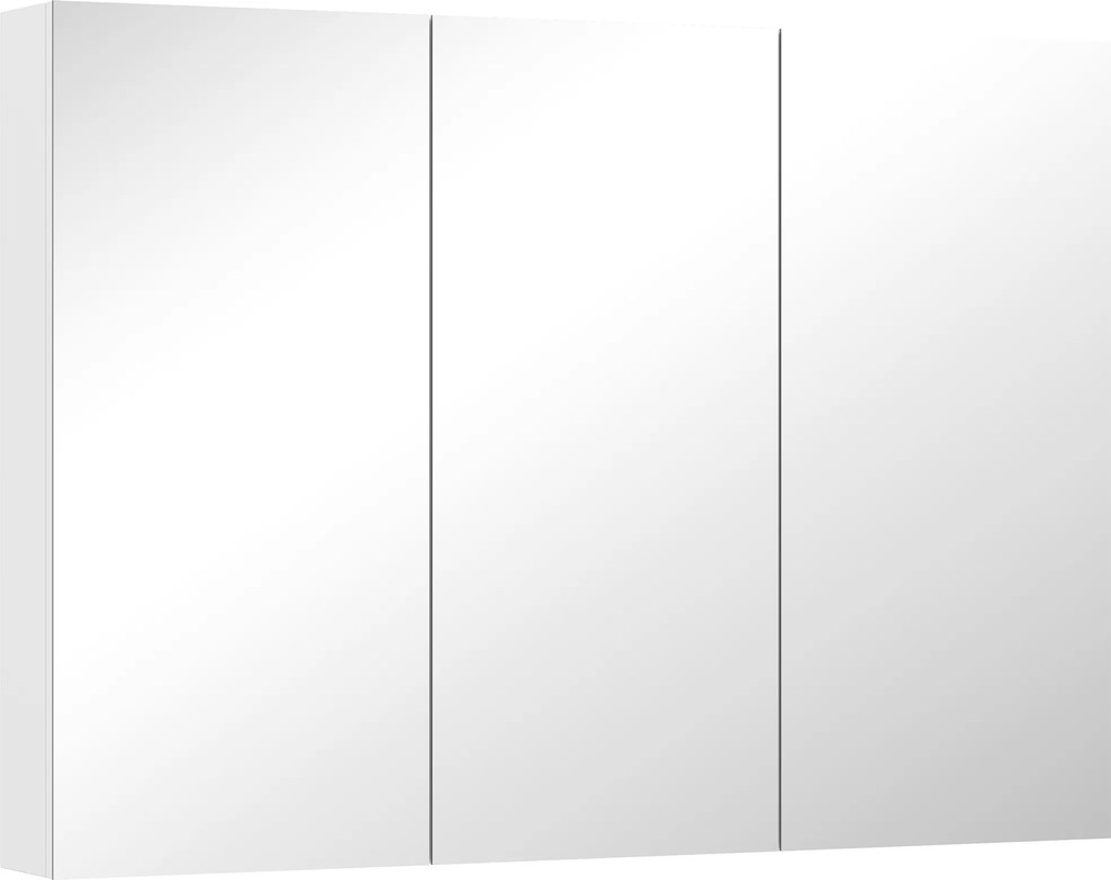 HOMCOM Dulap de Baie cu Oglindă, 3 Uși, 4 Rafturi Reglabile, 91,5 x 11,5 x 65 cm, Alb | Aosom Romania