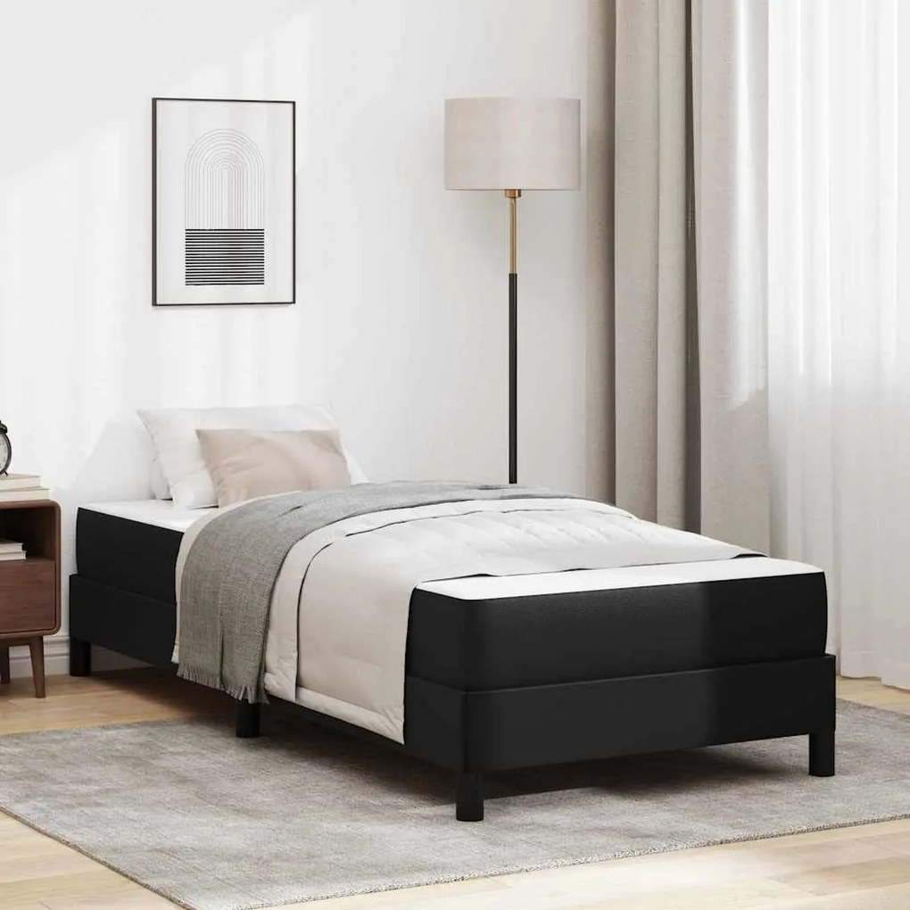 vidaXL Pat cu saltea Negru 90 x 190 cm Piele artificială