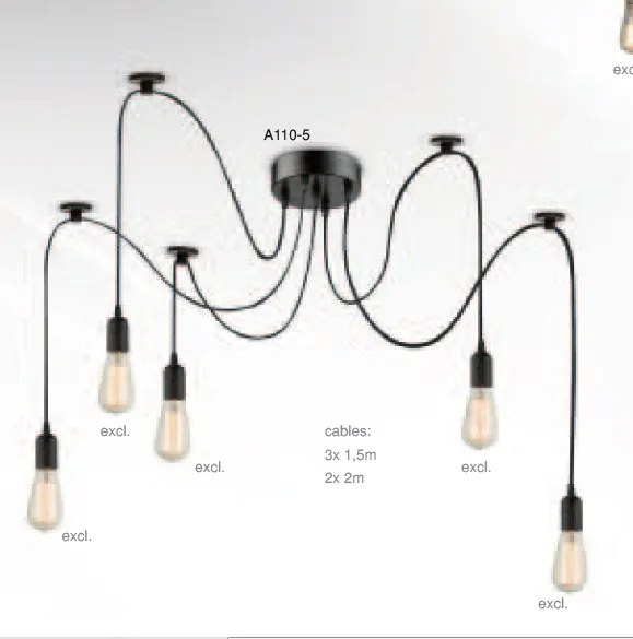 Lustra design Retro cu 5 pendule, MARACANA A110-5 GL