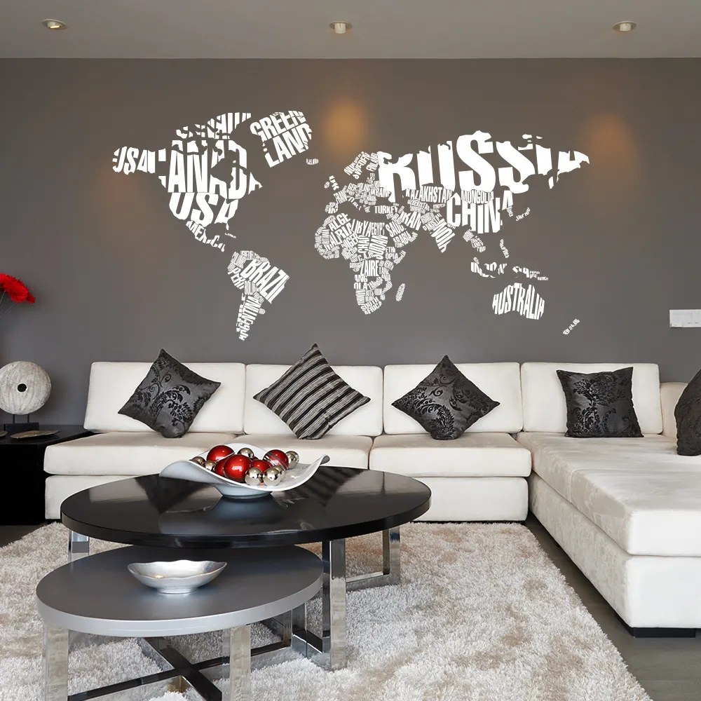 GLIX World map - autocolant de perete Alb 200 x 100 cm