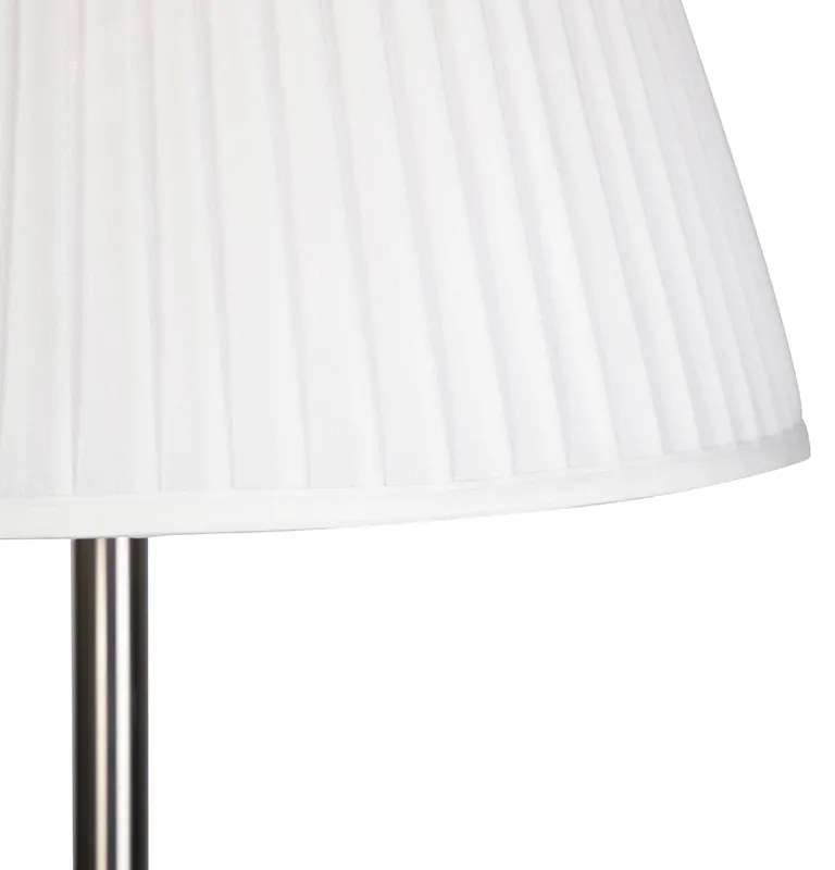Lampa de podea moderna din otel cu abajur plisat alb 45 cm - Simplo