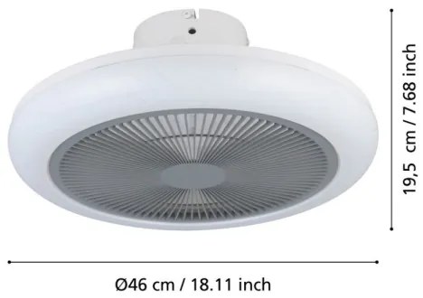 Ventilator LED dimabil de tavan Eglo 35138 KOSTRENA LED/25,5W/230V gri + telecomandă