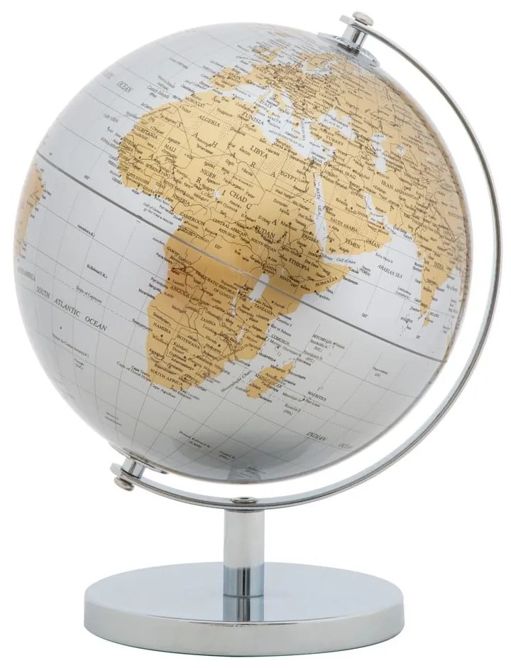 Decorațiune pentru masă Mauro Ferretti Globe, înălțime 28 cm, argintiu-auriu