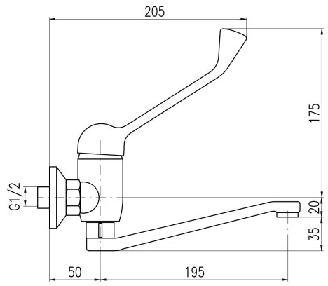RAV Slezák SA601.5/26 - Baterie pentru lavoar SAZAVA cu manetă medicală, crom lucios