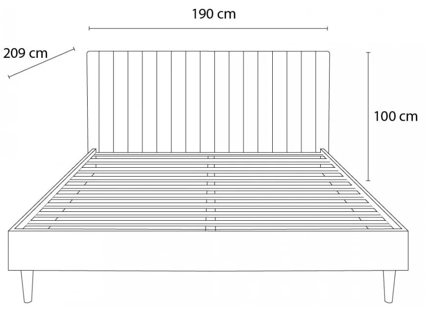 Pat matrimonial gri deschis/natural cu somieră 160x200 cm Oceane – Bobochic Paris