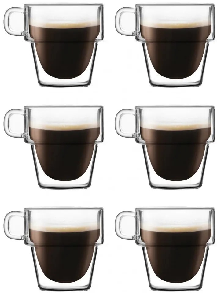 Set 6 cani espresso Altmore, sticla borosilicat, pereti dubli, 80 ml