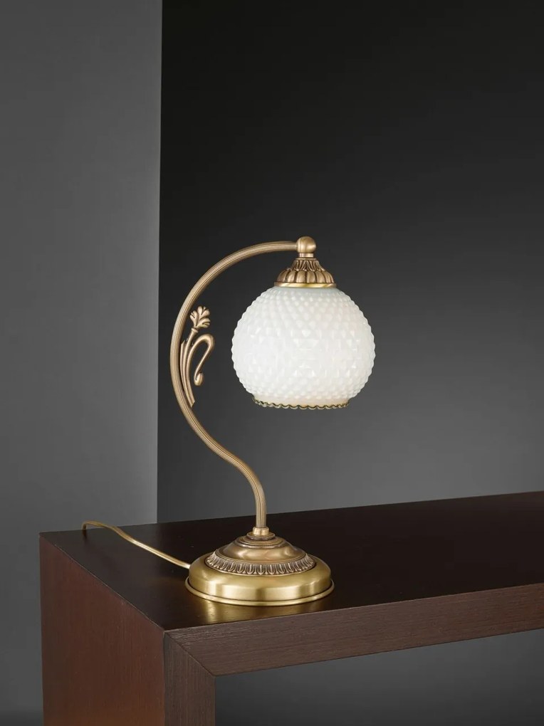 Veioza, lampa de masa clasic design italian din alama, sticla 8400 RA-P. 8400 P