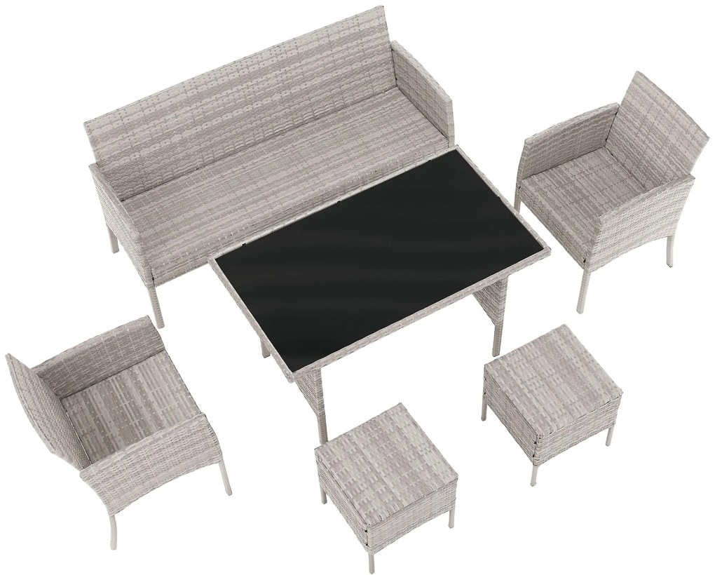 Set mobilier de grădină din ratan LELON (gri deschis) (pentru 4-6 persoane). 1091737