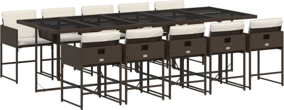 vidaXL Set mobilier de grădină cu perne, 11 piese, maro, poliratan