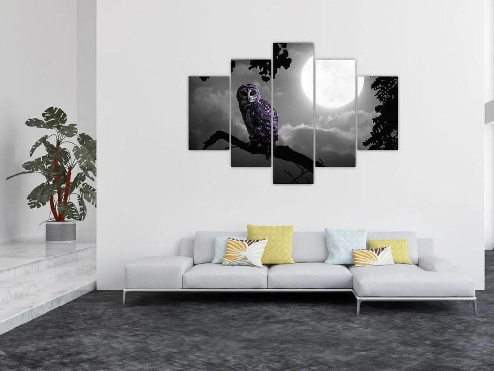 Tablou - Bufniță de noapte, bufniță mov (150x105 cm)
