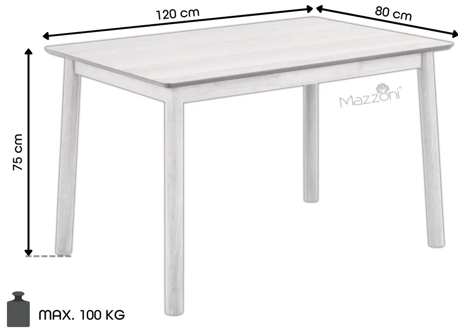 MAZZONI EXPORT ZARION Stejar natural - MASĂ DE BUCĂTĂRIE 120 cm DE LEMN FURNIR