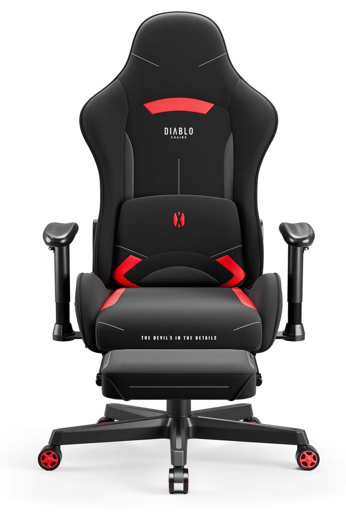 Scaun de gaming pivotant Diablo X-Starter negru și roșu