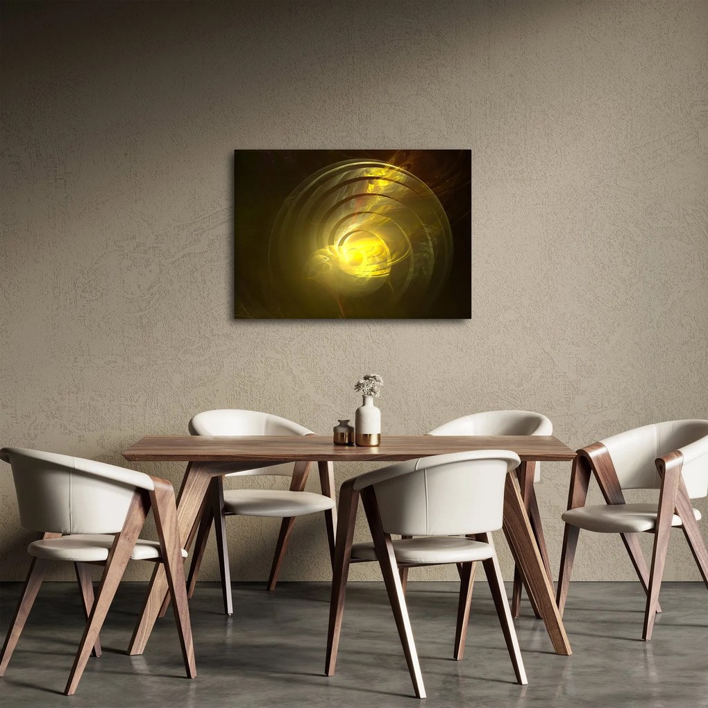 Tabloul cu spirala abstractă în galben (70x50 cm)