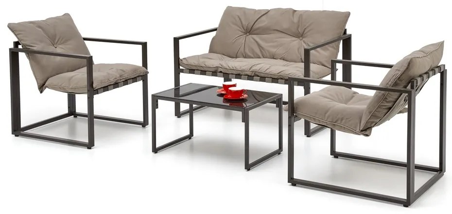 Set de gradina Shark - 4 locuri, bej/negru