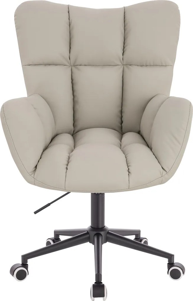 HR650K Scaun Ecru Piele Ecologica Premium Soft cu Bază Neagră