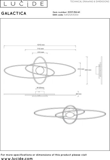 Lucide 53117/58/41 - Plafonieră LED GALACTICA LED/60W/230V