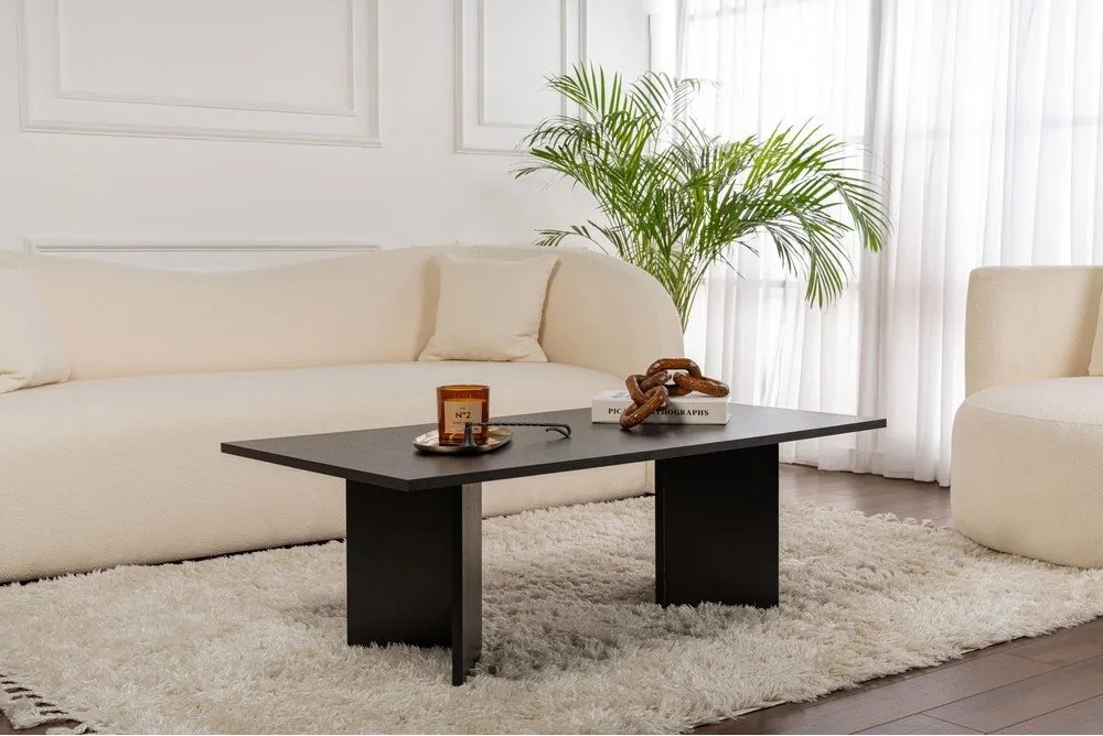 Măsuță de cafea neagră cu aspect mat 60x119 cm Sabin – Kalune Design