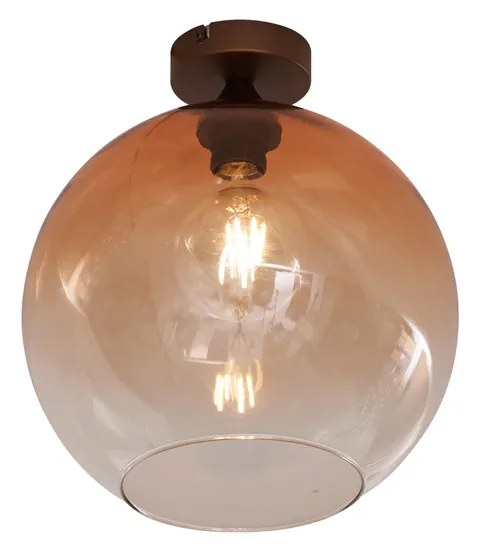 Plafonieră Art Deco bronz închis cu sticlă maro - Sandra
