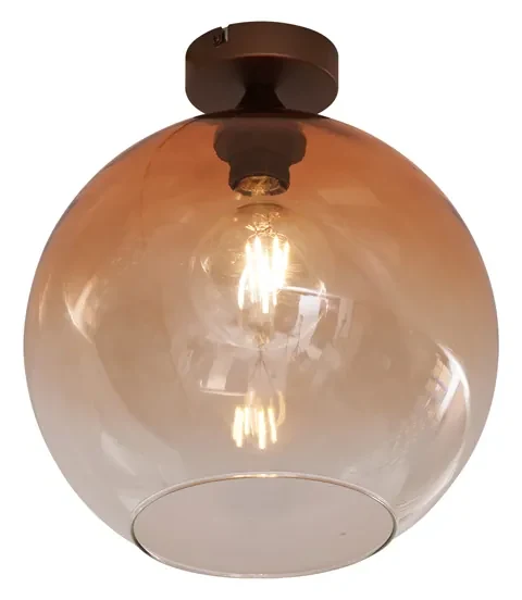 Plafonieră Art Deco bronz închis cu sticlă maro - Sandra