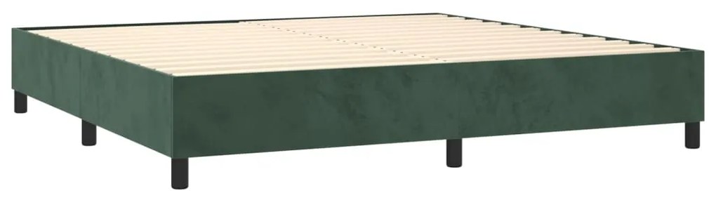 Pat box spring cu saltea, verde inchis, 200x200 cm, catifea Verde inchis, 200 x 200 cm, Cu blocuri patrate