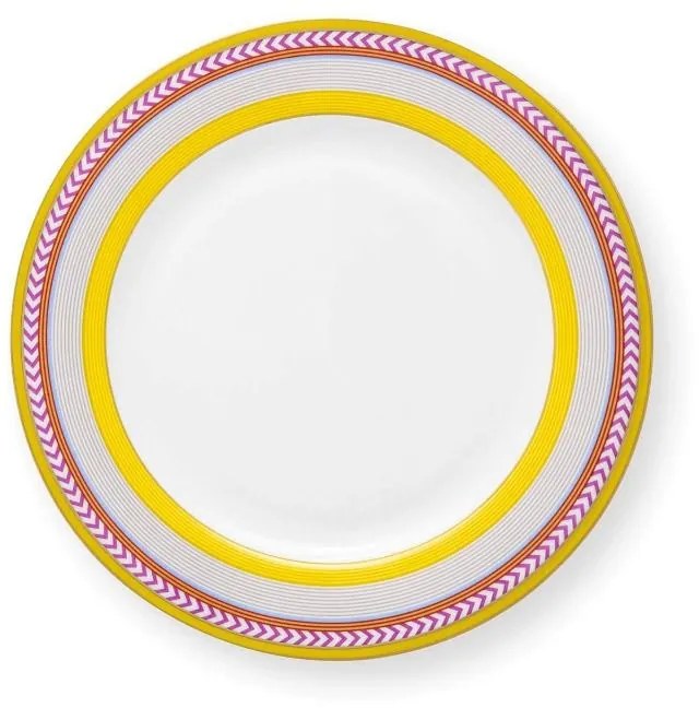 Farfurie din porțelan, Pip Studio, Stripes Yellow, 23cm, colecția Pip Chique