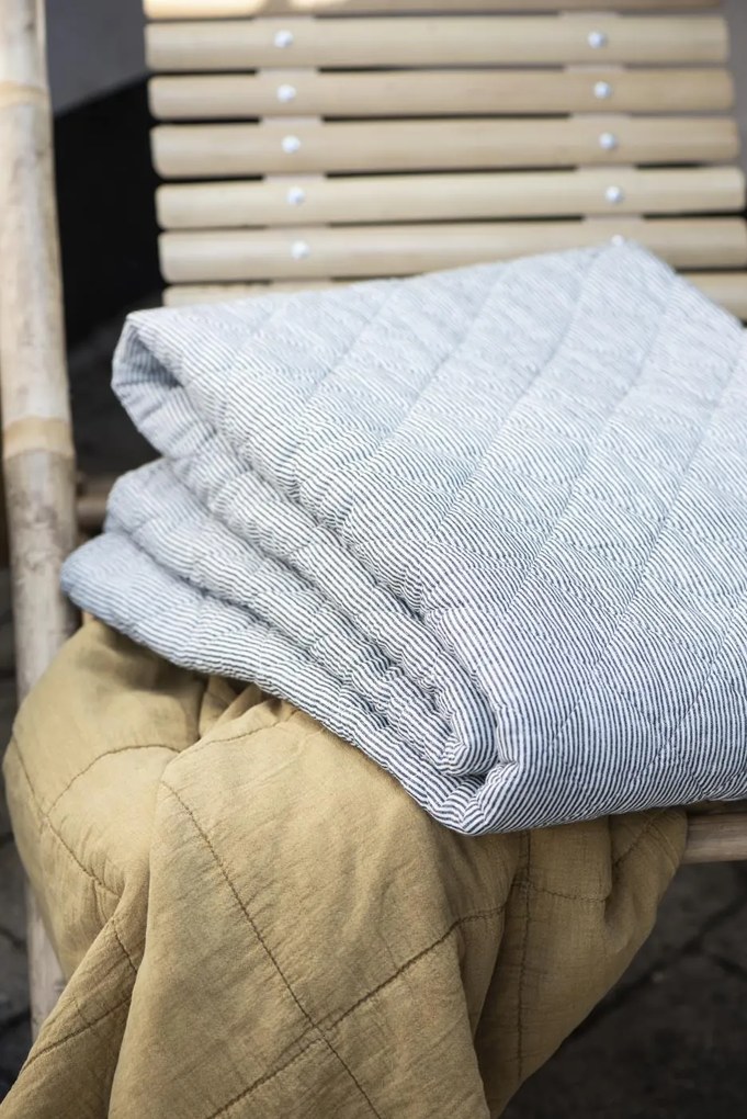 Pilota alba din bumbac cu dungi gri 130x180 cm