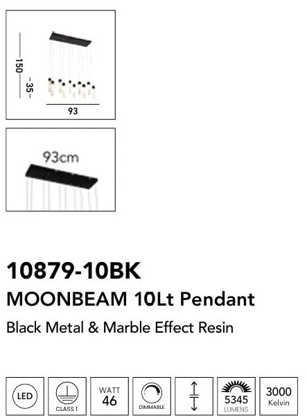 Lustra cu 10 pendule LED design modern Moonbeam