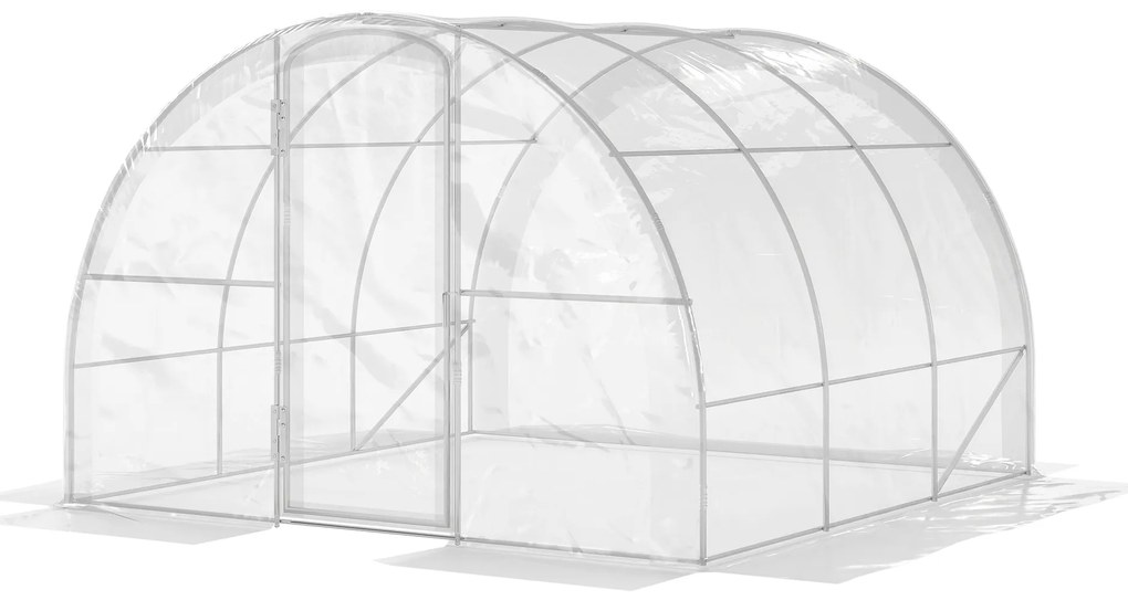 Outsunny Seră de grădină tunel 3 x 3 x 2 m 9 m² cu ușă cu balamale folie PE 150 g/m² pentru Legume Plante Flori | Aosom Romania