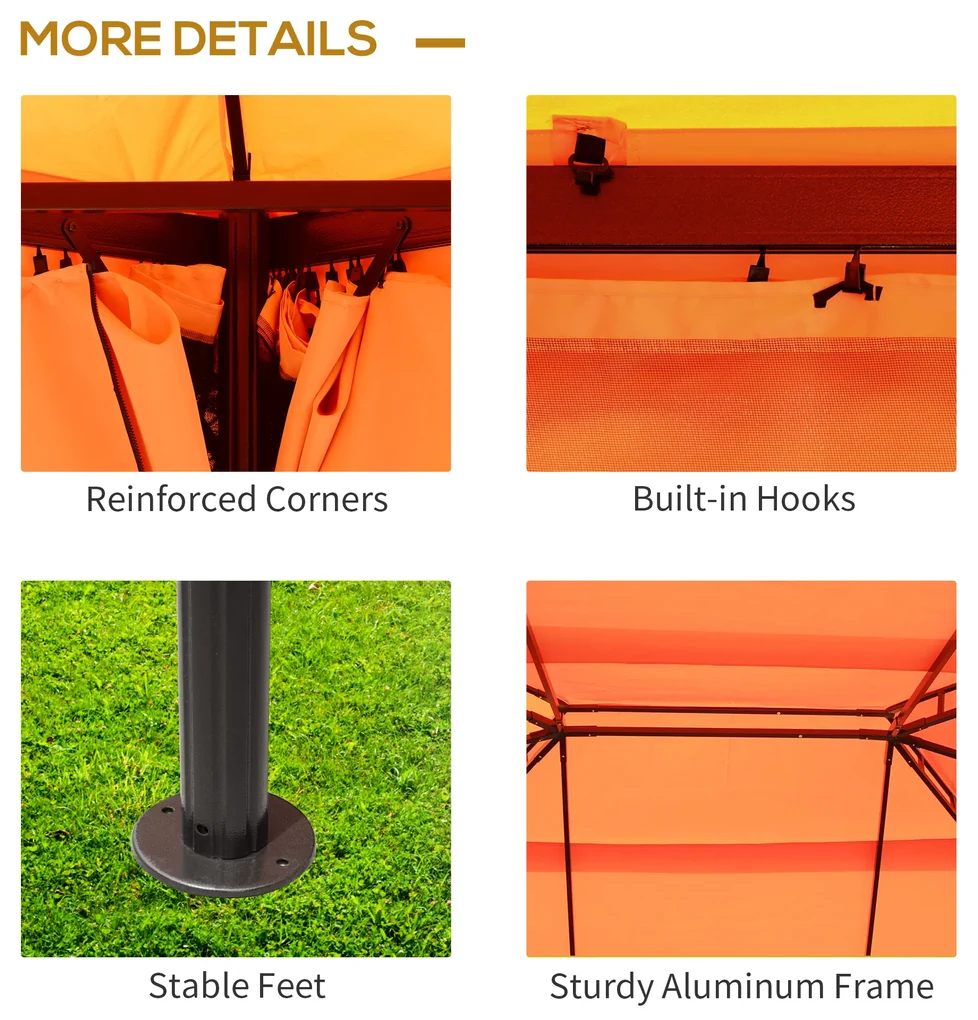 Cort de Gradina OutSunny cu baldachin impermeabil 3x4m Portocaliu | Aosom RO