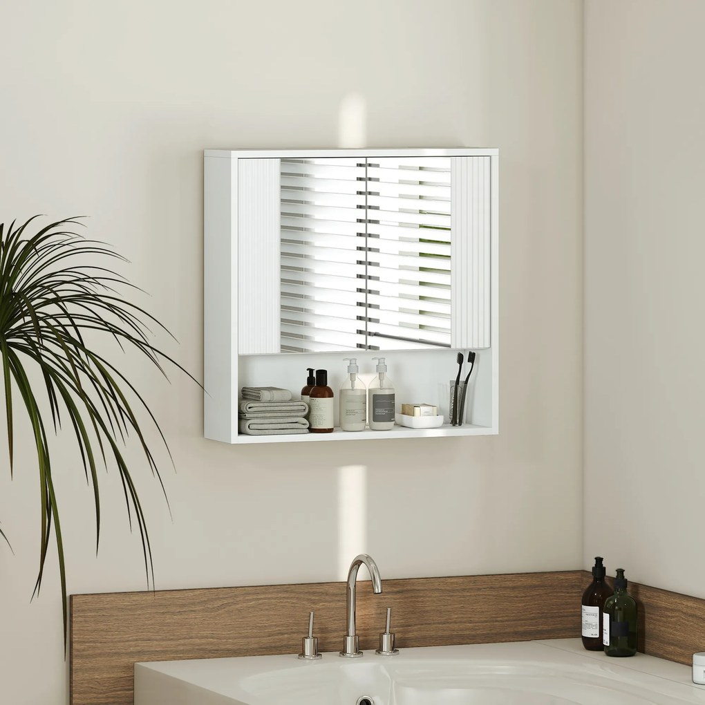 HOMCOM，Dulap de Baie Suspendat, Uși Soft-close, Raft Reglabil，60 x 16 x 60 cm，Alb | Aosom Romania
