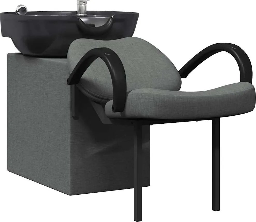 vidaXL Scaun pentru șampon Manual Gri Închis și Negru 136 x 60 x 92 cm