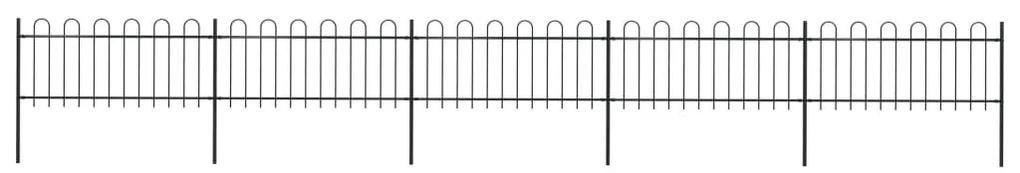 Gard de gradina cu varf curbat, negru, 8,5 x 0,8 m, otel 1, 0.8 m, 8.5 m