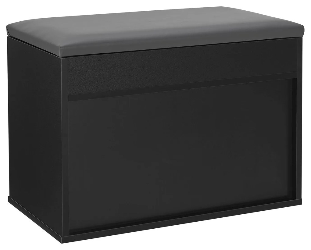 Suport pantofi cu capac rabatabil și șezut căptușit 60 x 30 x 44 cm negru