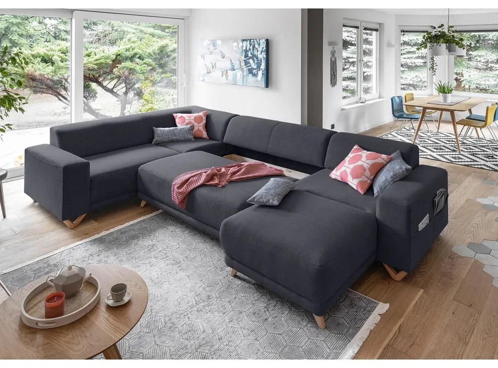 Colțar gri antracit extensibil/cu spațiu de depozitare (cu colț pe partea stângă/în formă de "U") Classy Sophie – Miuform