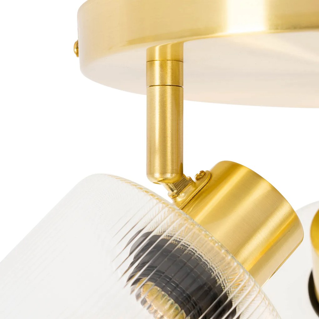 Spot de tavan auriu cu sticlă 3 lumini reglabil rotund - Laura