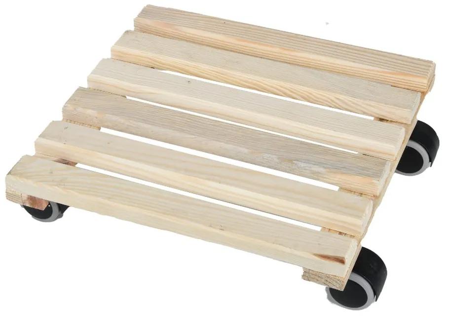 Suport din lemn cu roți pentru ghivece Esschert Design, 29 x 29 cm