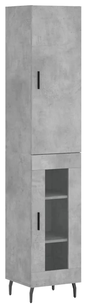 3199061 vidaXL Dulap înalt, gri beton, 34,5x34x180 cm, lemn prelucrat
