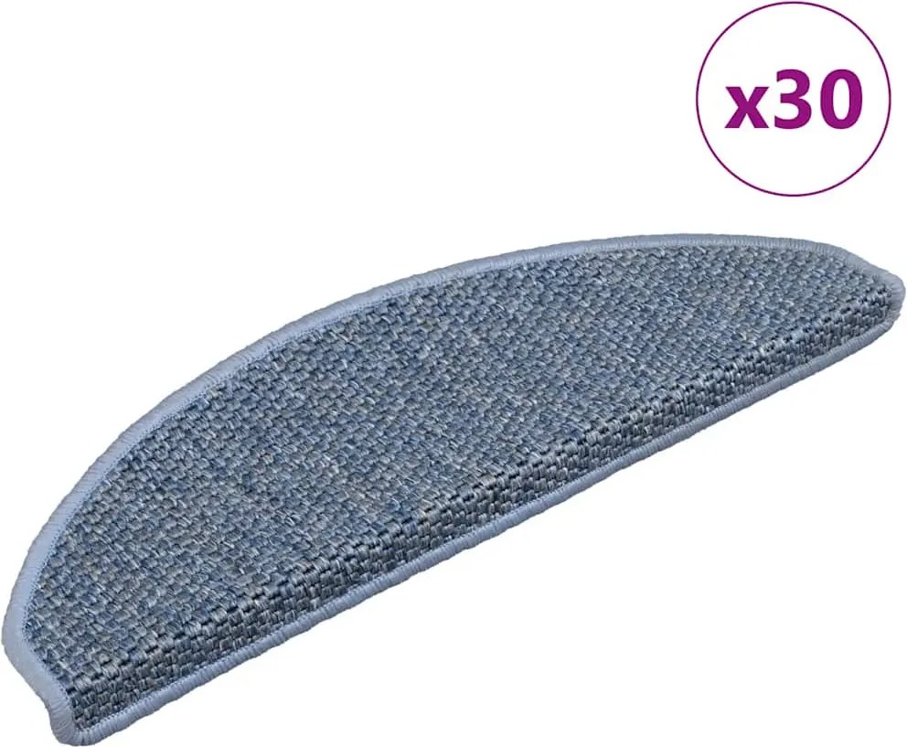 vidaXL Covorașe scări autoadezive, 30 buc. albastru 65x21x4 cm, sisal