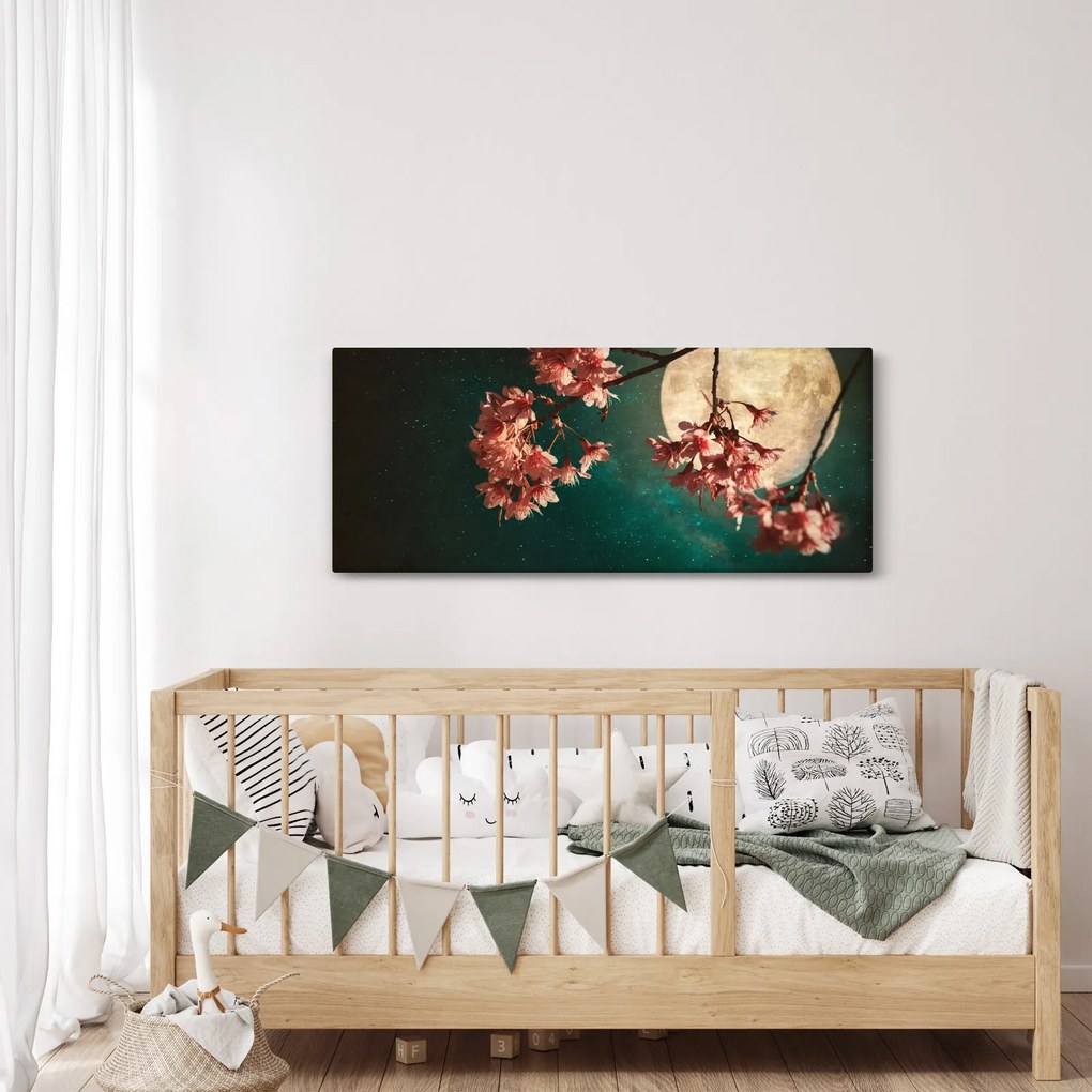 Tablou - Sakura în luna plină (120x50 cm)