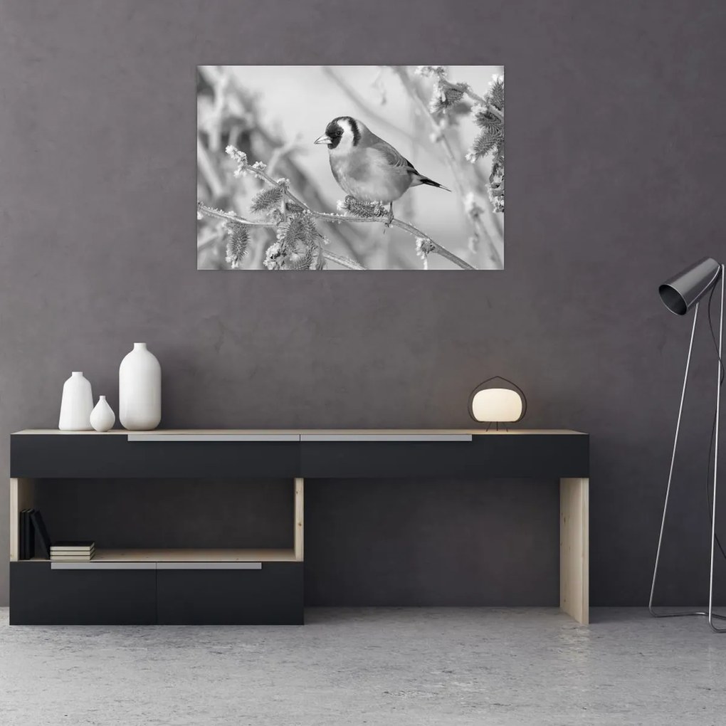 Tablou - O pasăre în timpul iernii (90x60 cm)