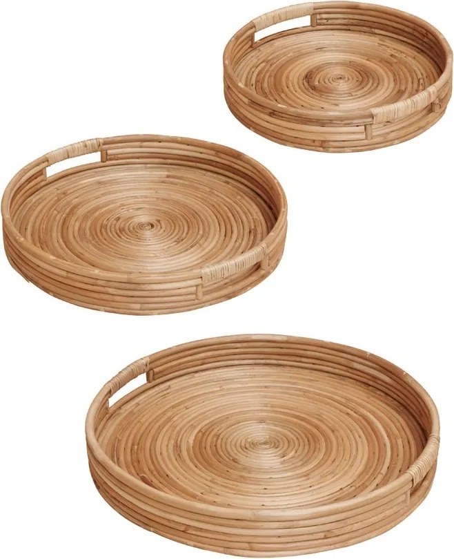 Set 3 tavi din rattan natural – S/3, H8 x Ø 60 cm