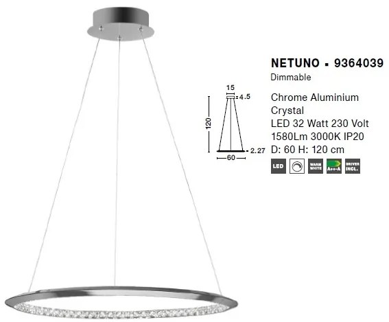 Lustra LED design modern circular NETUNO 32W NVL-9364039