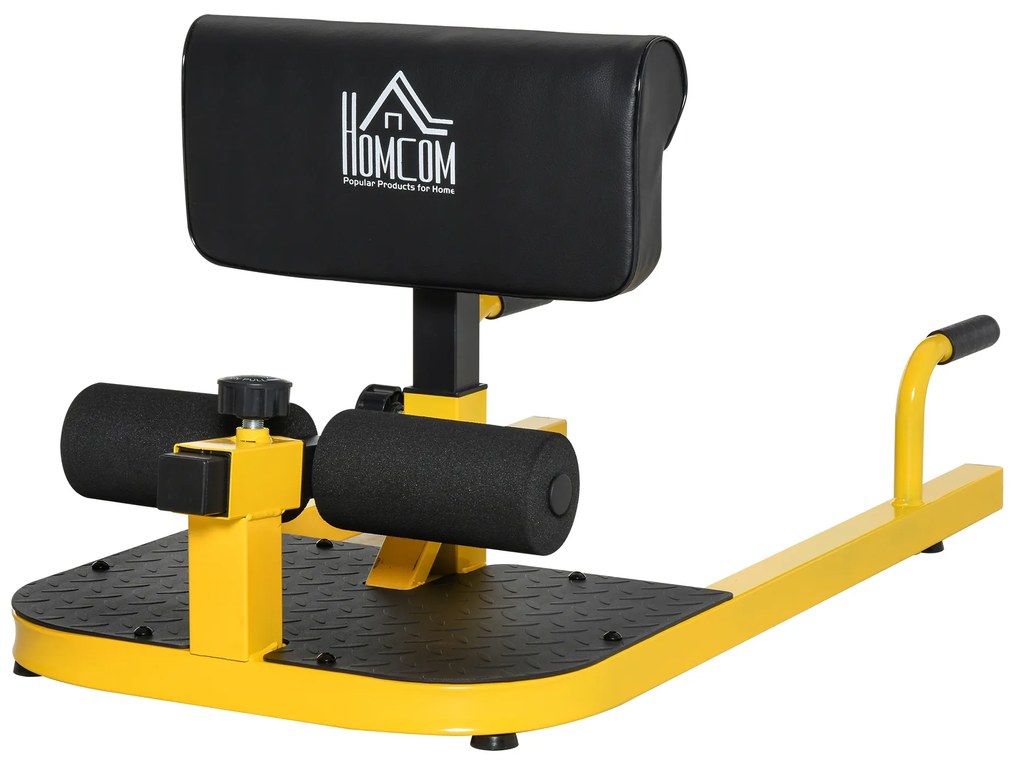 HOMCOM Aparat pentru Genuflexiuni 3 în 1 pentru Picioare, Abdominale și Flotări, 50x97x44,5-56,5 cm, Galben | Aosom Romania